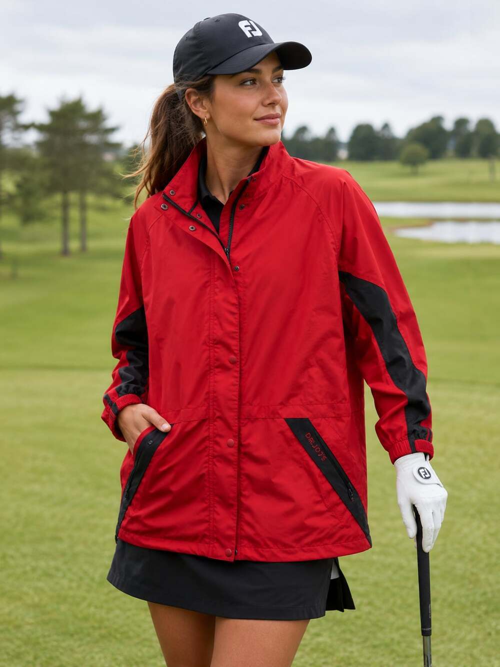 Vintage FootJoy DryJoys Golf Rain Jacket Red Black Waterproof Windbreaker L